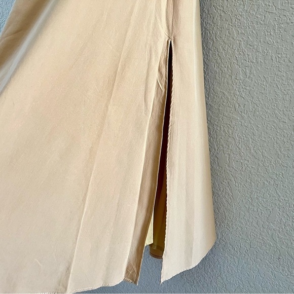 Karen Millen Dress Polished Cotton Cutout Midi Sleeveless Chic Tan Neutral NWT 4 - Picture 8 of 16